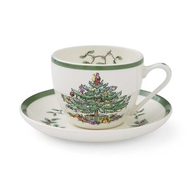 Christmas Tree Teacup & Saucer